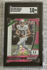 2020 Panini Prizm Draft Picks Justin Herbert RC Pink Pulsar #102 SGC 10 Gem Mint