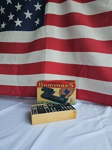 Halsam Vintage Double Nine Dominoes Original Collectible Rare 1940-50s Sturdy - Picture 1 of 12
