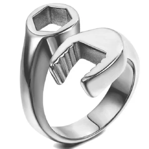 Mens Womens Wrench Style Ring Stainless Steel Builders Mechanics Labourers Gift - Picture 1 of 5