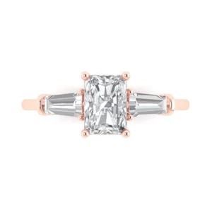 14K Rose Gold Three-Stone Engagement Ring for Women, 1.5 ctw Zirconia Diamond - Picture 1 of 11