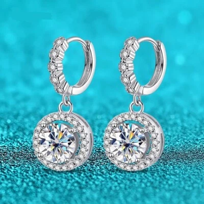 2ct Pear Earrings 14K White Gold Diamond Test Pass Lab-Created VVS1/D/Excellent - Image 1 of 2