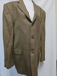 Burberry London Blazer Mens 42R Brown Wool Suit Jacket Three Button - Picture 1 of 5