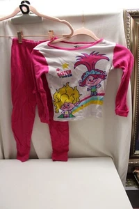 Too Cute!!! Comfy DreamWorks Sister PowerTrolls Pink Pajama Set Sleepwear Size 6 - Picture 1 of 4