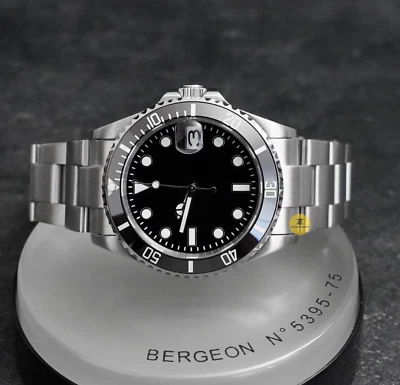 Сделанные на заказ 38 мм черные дайверские часы с датой и механизмом NH35 - Изображение 1 из 4