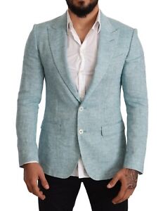 DOLCE & GABBANA Blazer TAORMINA Blue Slim Fit Linen Coat IT46/US36/S RRP $2500