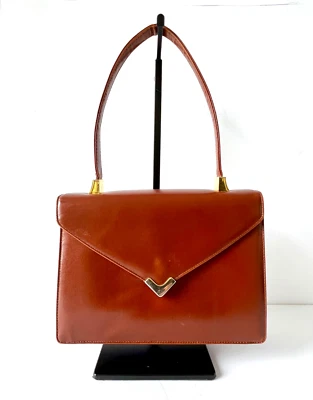 Bolsa de couro marrom vintage Koret com acabamento dourado, muito bom estado! - Imagem 1 de 4