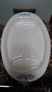 VTG CORNING WARE P-19 CORNFLOWER BLUE OVAL MEAT PLATTER WITH SERVING TRAY/HOLDER - Picture 1 of 8