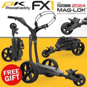POWAKADDY FX1 EXTENDED LITHIUM ELECTRIC GOLF TROLLEY +FREE UMBRELLA HOLDER - Picture 1 of 15