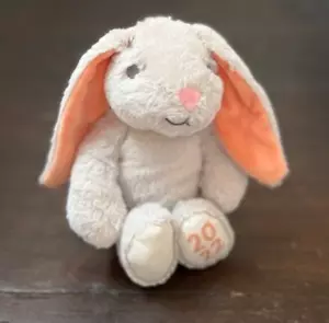 2022 Hallmark Tan Gray Plush Bunny Rabbit Orange Ears Embroidered Eyes 12 Inch - Picture 1 of 6