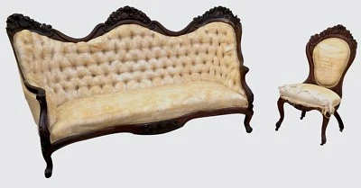 19 世纪维多利亚红木 "ROSALIE" 古董 COUCH / SOFA 约翰·亨利·贝尔特 — 第 1/4 张图片