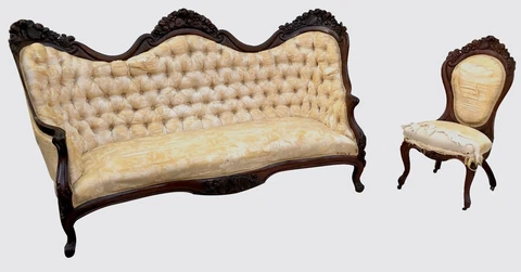 19TH C VICTORIAN ROSEWOOD "ROSALIE" ANTIQUE COUCH / SOFA BY JOHN HENRY BELTER Cover