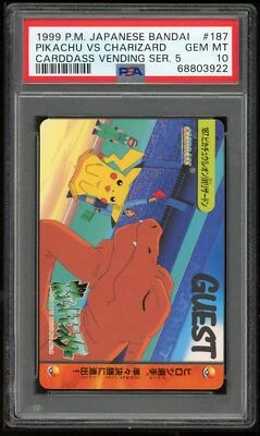 Pokemon Japanese Carddass 1999 187 Pikachu Vs Charizard Bandai PSA 10 68803922 - Image 1 of 2