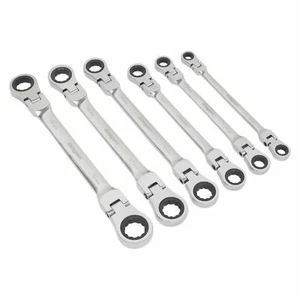 Sealey Flexi-Head Double End Ratchet Ring Spanner Set 6pc Metric - Picture 1 of 8