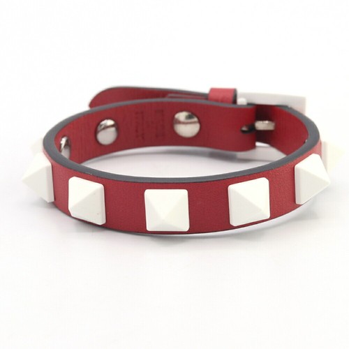 Bracciale Valentino Rockstud PW2J0255CQH Rosso Bianco Pelle Braccialetto