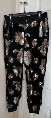 Bebe Velour Women's Pants With Sequins Size L - Image 1 of 3