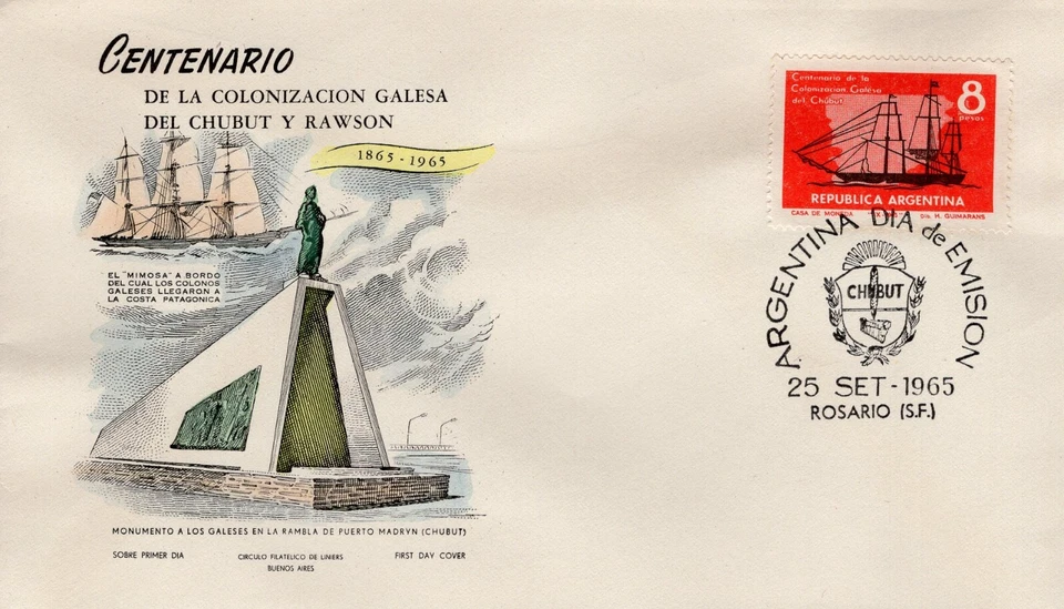 ARGENTINA 1965 Centenario de la Colonización Galesa de Chub FDC4179 Foto 1 de 1
