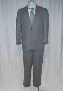 Southwick Recent Gray Brushed Flannel Striped Two Button Suit 40S - Picture 1 of 18