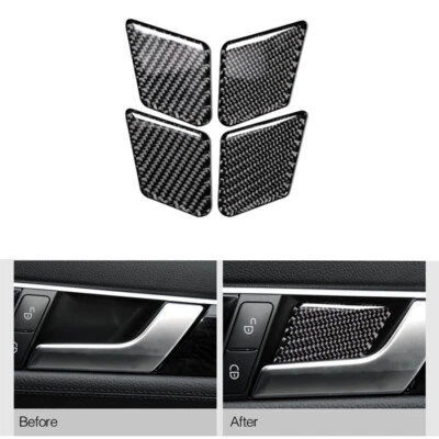 Carbon Fiber Door Handle Bowl Trim For Mercedes-Benz C E Class W204 W212 2009-15 - Imagem 1 de 4
