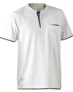 Bisley Workwear cotton Henley short sleeve T-shirt FLX and MOVE - Small - Picture 1 of 2