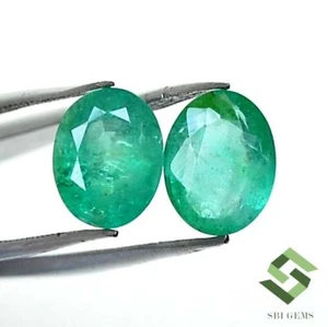 9x7 mm Zertifiziert Natürlicher Smaragd Oval Schnitt Paar 3,08 CTS Unbehandelter Loser Edelstein - Bild 1 von 9