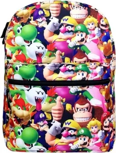 Super Mario Bros - Medium Size 14" - 3D All Over Youth Backpack School Bag - Picture 1 of 2