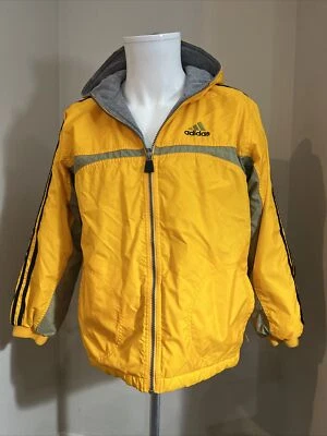 Chaqueta Adidas Reversible Amarilla Nylon y Gris Algodón Con Capucha Niñas L 10/12 Foto 1 de 4