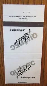 QUEBEC ROCK MAGAZINE MATCHBOOK MATCHCOVER -E14 - Imagen 1 de 2