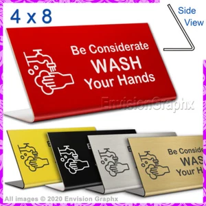 4x8 Engraved Plastic Professional Office Desk Sign WASH YOUR HANDS C - Picture 1 of 6