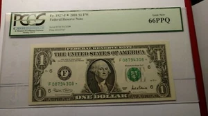 FR.1927-F*2001 $1 FW Federal Reserve Note PCGS gem New 66PPQ - Picture 1 of 6