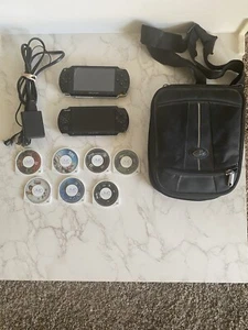 Sony PSP 3001 And A PSP 1001 With Cracked Screen Plus 7 Games  Chargers And Case - Picture 1 of 9