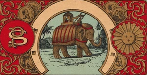 ¿Etiqueta de cigarro victoriano? Cromolitógrafo Elephant Rider publicidad exótica años 1890 - Imagen 1 de 3