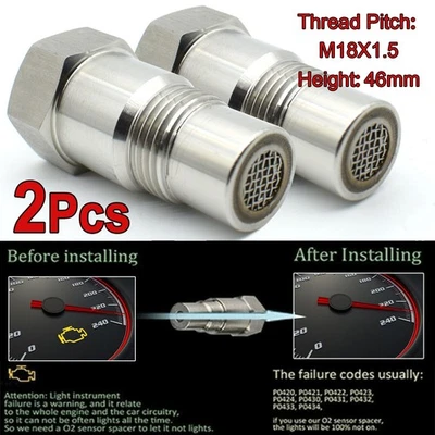 2X Catalytic Converter Check Fix CEL Oxygen O2 Lambda Sensor Spacer Adapter Plug - Image 1 of 4