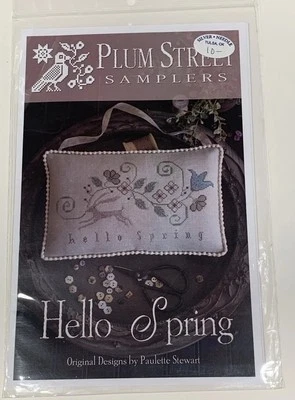 Plum Street Samplers HELLO Spring Counted Cross Stitch Chart By Paulette Stewart - Image 1 of 3