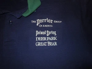 PERRIER GROUP OF AMERICA POLAND SPRING DEER PARK WATER POLO SHIRT MENS LARGE VTG - Picture 1 of 5