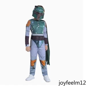 Star Wars Boba Fett Niños Niños Disfraz Juegos con disfraces Halloween Escenario Trajes Mono - Imagen 1 de 5
