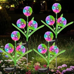 4 Pack Solar Garden Lights, Solar Flowers Lights with 4 Blooming Dandelion Fl... - Picture 1 of 8