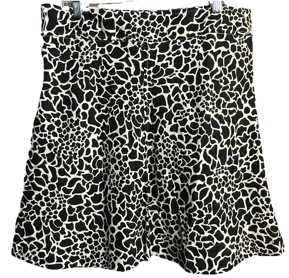 Falda de lino con estampado de jirafa Merona para mujer talla 12 forrada oficina completa academia preppy Foto 1 de 4