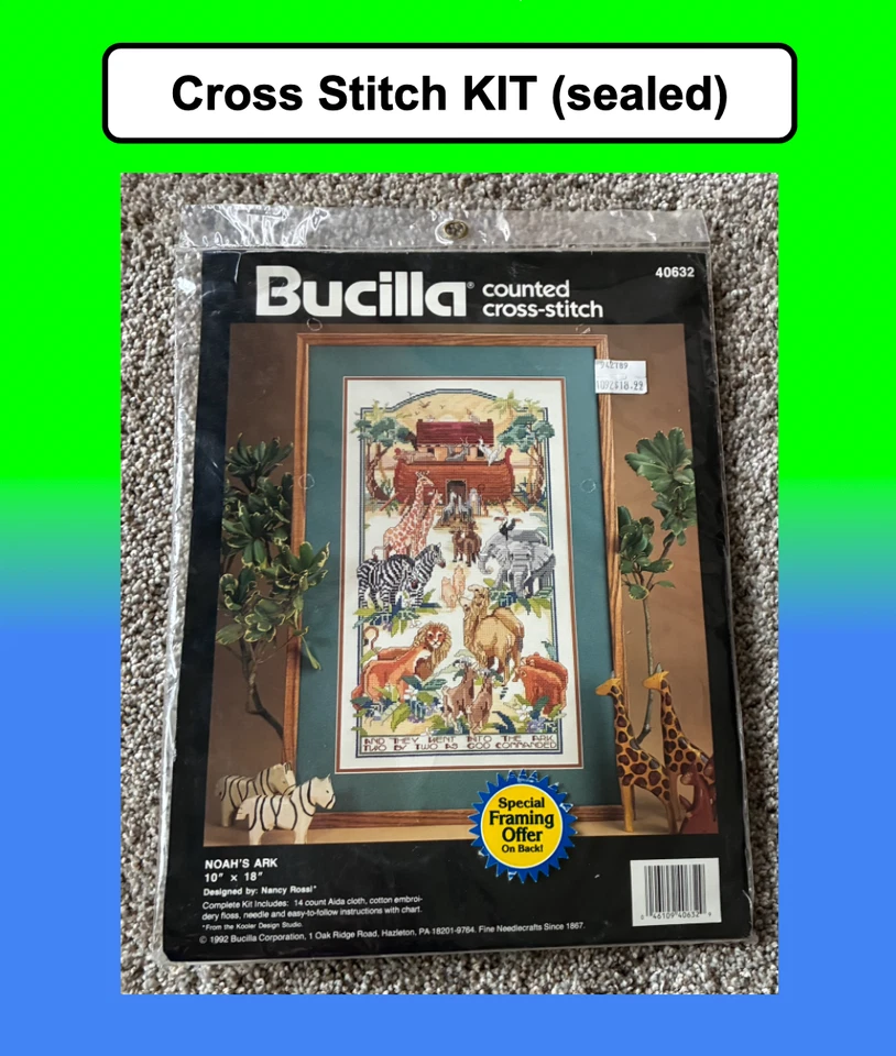 Bucilla Noahs Ark Counted Cross Stitch Kit 10x18 Wall Art 40632 Nancy Rossi