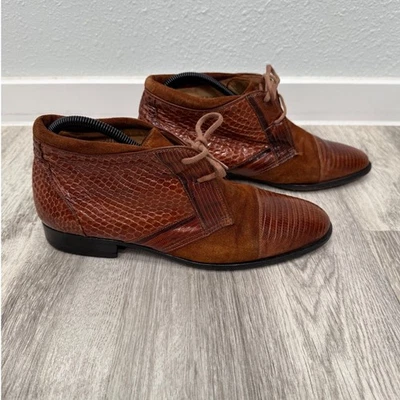 Giorgio Brutini Colección Privada Reptil Cuero Repujado Encaje Botines Foto 1 de 4