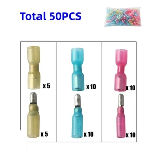 50 STCK. Wärmeschrumpf Kugel Draht Steckverbinder Stecker Buchse 22-10 AWG Crimp Terminals USA - Bild 1 von 9