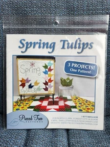 Pieced Tree Patterns SPRING TULIPS 3 Quilted Projects Flowers Decor - Picture 1 of 2