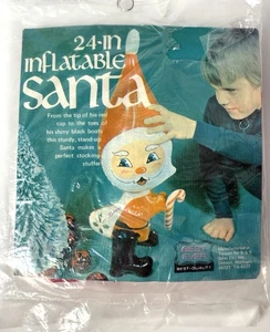 Vintage Vinyl Blow Up Santa Claus Christmas Inflatable 1960s 1970s NEW OLD STOCK - Picture 1 of 9