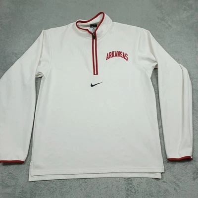 Arkansas Razorbacks Sweater Mens Medium White Center Swoosh Made In USA - Image 1 of 4