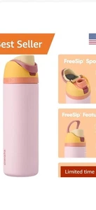 Stilvolle 24 Unzen FreeSip Wasserflasche - Isolierter Edelstahl, leicht zu reinigender Strohhalm - Bild 1 von 5