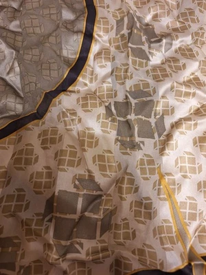 Vtg Modern NOVA Korea LONG Silk Scarf GEOMETRIC BLOCKS Bronze Metal Colors 57x12 - Imagem 1 de 4