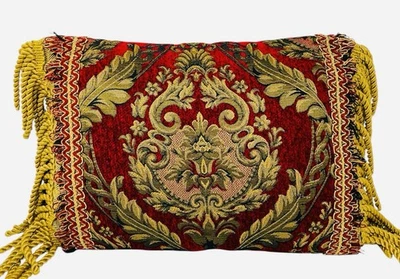 "Almohada Croscill Imperial Emperatriz Rojo Dorado Flecos Rectánge 17.5"x12""" Foto 1 de 4