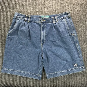 Vintage Big Dogs Denim Shorts 42 Relaxed Fit 90s Pleated Jorts Baggy Y2K - Picture 1 of 8