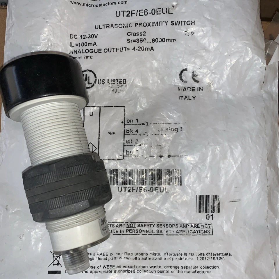 Micro Detectors- UT2F/E6-OEUL , 30mm Ultrasonic Proximity Sensor/Switch. NIOP - Image 1 of 1