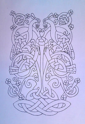 CROSS STITCH STREET Celtic Tree of Life Printed to embroider picture A4 size white cotton CS0058