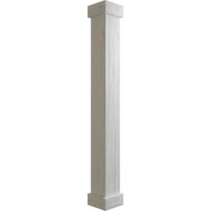 Ekena Millwork Column Wrap 8"x8' Rough Faux Wood Square W/ Standard Capital Base - Picture 1 of 6